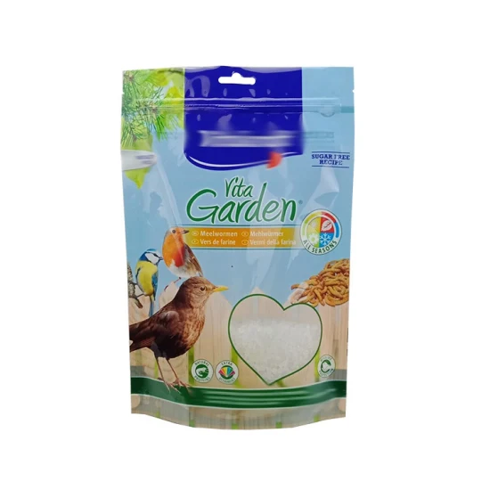 Kundenspezifische Verpackungstasche für Vogel-, Kaninchen- und Fischfutter aus Kunststoff für Katzen und Hunde mit Seitenfalte und wiederverschließbarem Reißverschluss